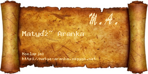 Matyé Aranka névjegykártya